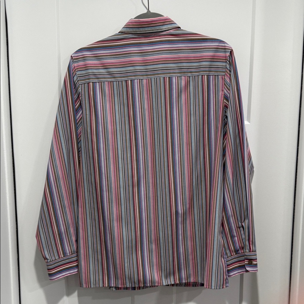 Foxcroft Women’s Long-Sleeve Stripe Button-Up — Pink, Blue, Brown - Picture 5 of 5